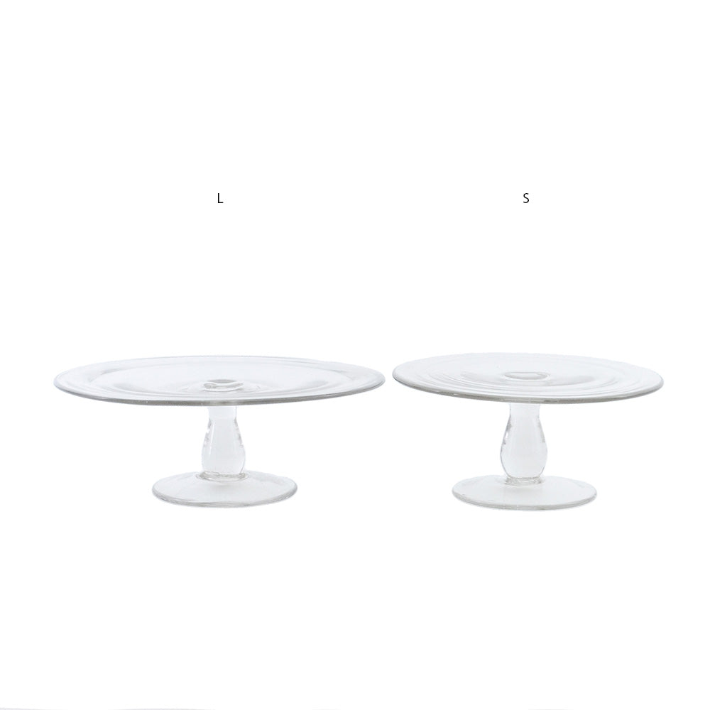 涼しげな佇まいのリューズガラス ケーキスタンド 2サイズ