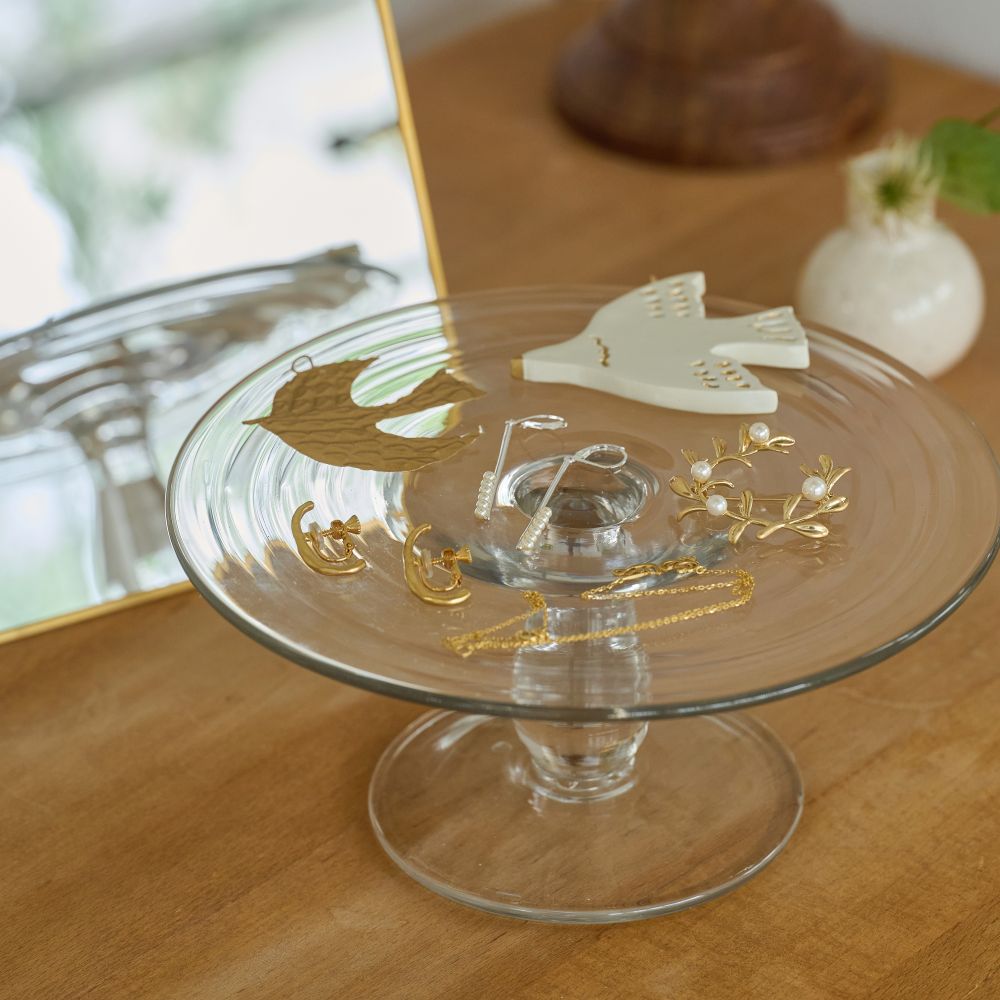 涼しげな佇まいのリューズガラス ケーキスタンド 2サイズ