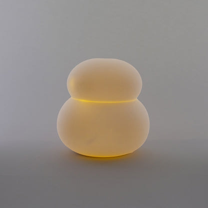 鏡餅のオブジェとしても使える 半磁器のLEDライト 雪だるま ビッグ