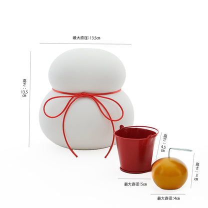 鏡餅のオブジェとしても使える 半磁器のLEDライト 雪だるま ビッグ