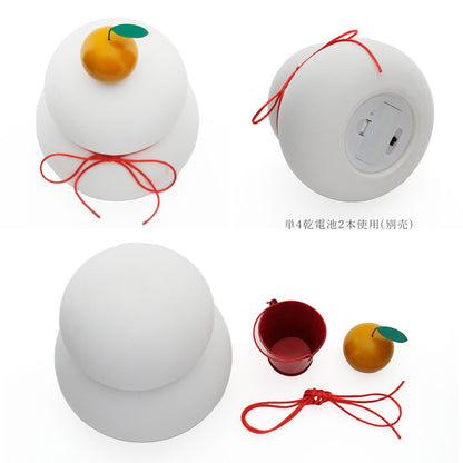 鏡餅のオブジェとしても使える 半磁器のLEDライト 雪だるま ビッグ