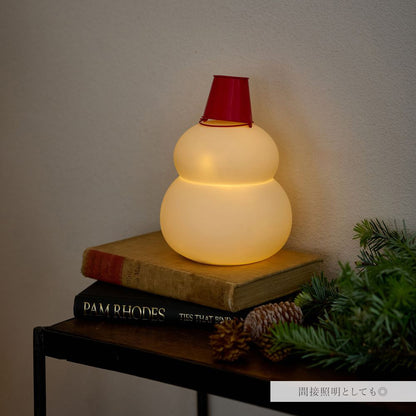 鏡餅のオブジェとしても使える 半磁器のLEDライト 雪だるま ビッグ