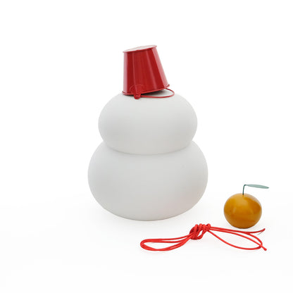 鏡餅のオブジェとしても使える 半磁器のLEDライト 雪だるま ビッグ