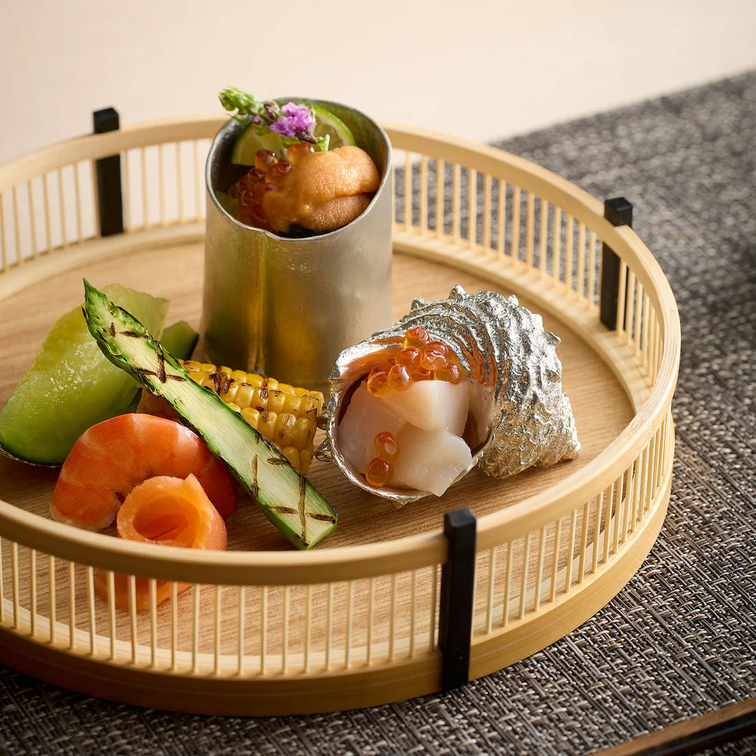 【取り寄せ商品】白竹千筋盛器・丸