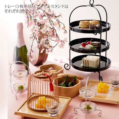 【取り寄せ商品】カシュー黒塗丸盆 8寸　17284