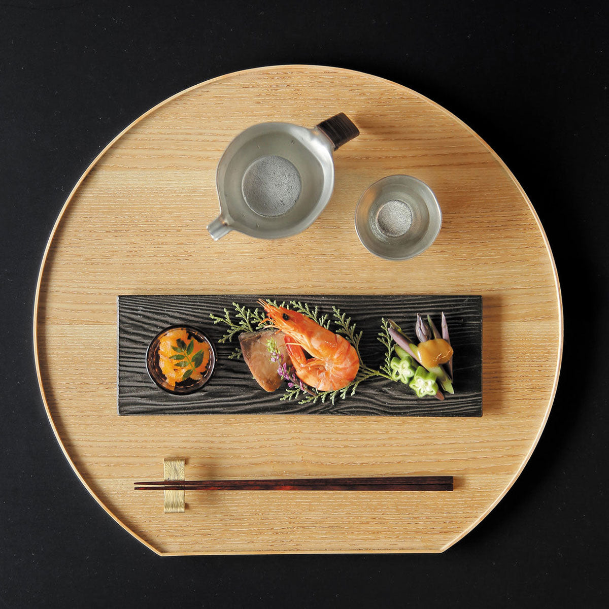 タモ薄型両面盆 半月